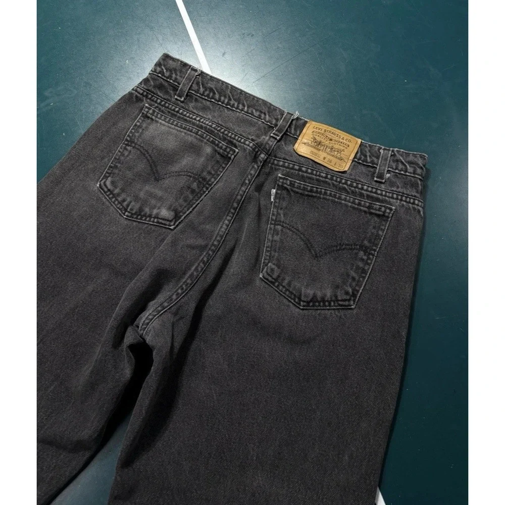 Vintage Levis 553 Jeans Men 34x29 Faded Black Relaxed Fit Straight Leg Denim 90s